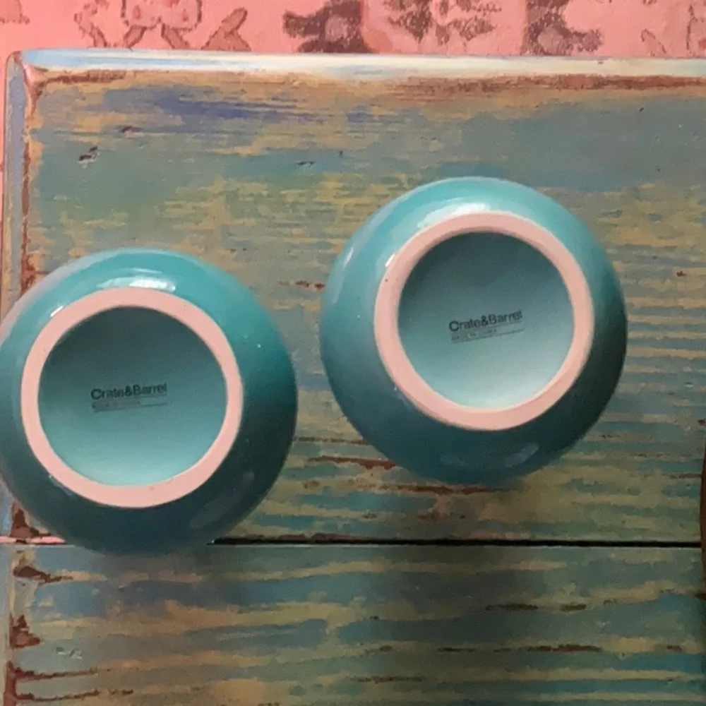 Pair of Crate and Barrel Teal vases